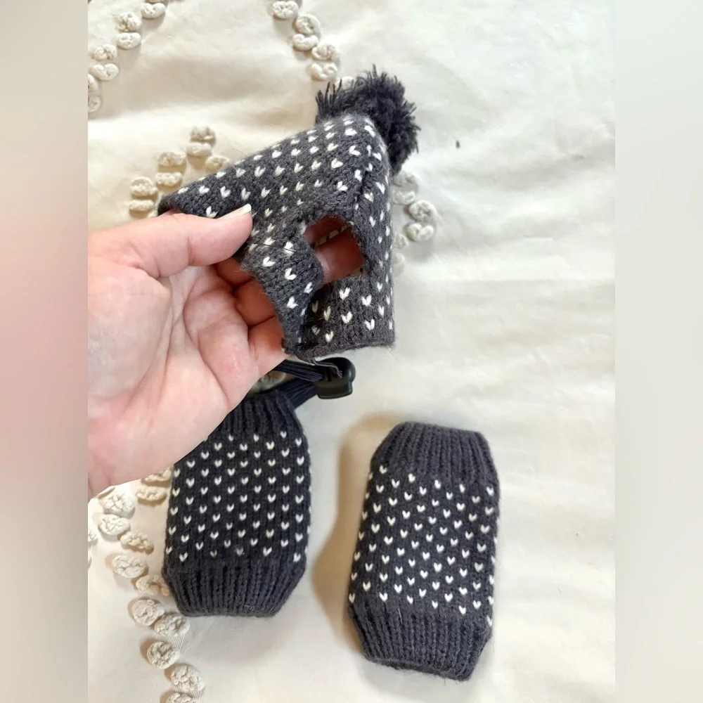 3 Piece Winter Dog Assesories: Beanie and Leg Warmers